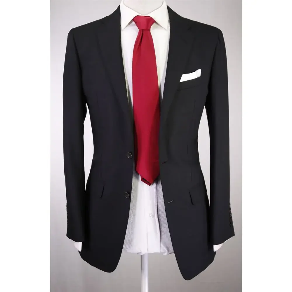 Gucci Tom Ford Era Solid Black 2-Btn Wool Mohair Suit Eu 44 US 34R